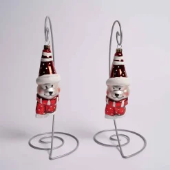 Red White Bear Ornament Set Of 2
