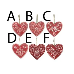 Red White Flower Heart Ornament
