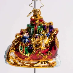 Regally Radiant Sleigh Glass Gem Ornament
