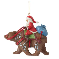 Santa Riding Bear Ornament