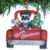 Schnauzer In Back Of Truck Ornament