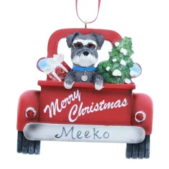 Schnauzer In Back Of Truck Ornament