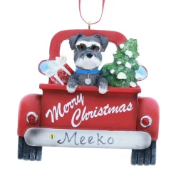 Schnauzer In Back Of Truck Ornament