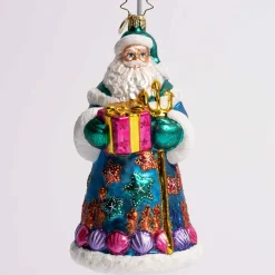 Seashore Santa Glass Ornament