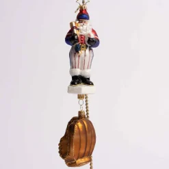 Slugger Santa Glass Ornament