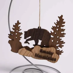 Smoky Mountains Wood Bear Ornament