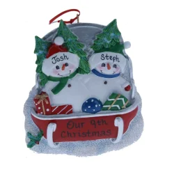 Snowman On Sled Family Of Two