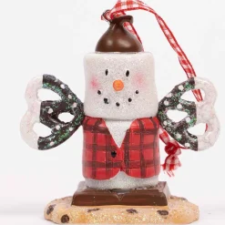 Snowman Smore With Pretzel Arms