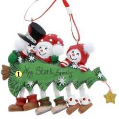 Snowman With Tree Family Of 3