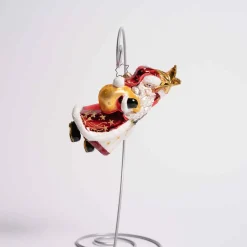Star Bright Santa Glass Ornament
