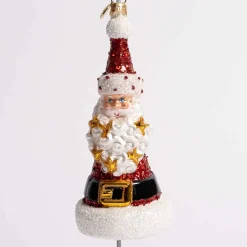Star Spangled Santa Glass Ornament