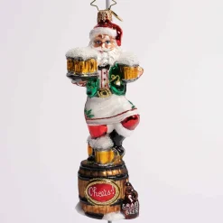 Three Cheers For Santa Glass Ornament