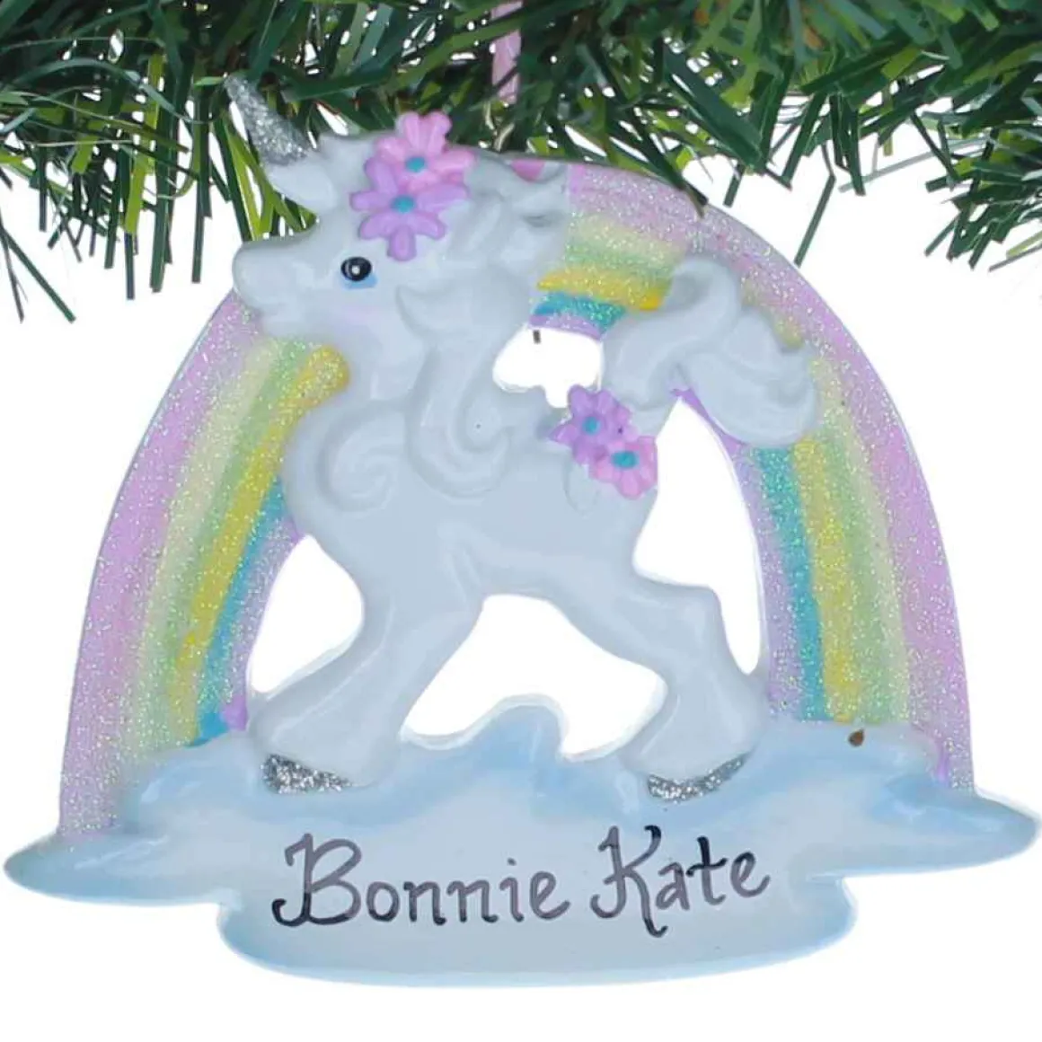 Unicorn And Rainbow Ornament