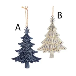 White Blue Holly Tree Ornament