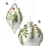 White Glass Berry Leaf Ornament