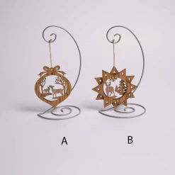 Wooden Star With Deer Scene